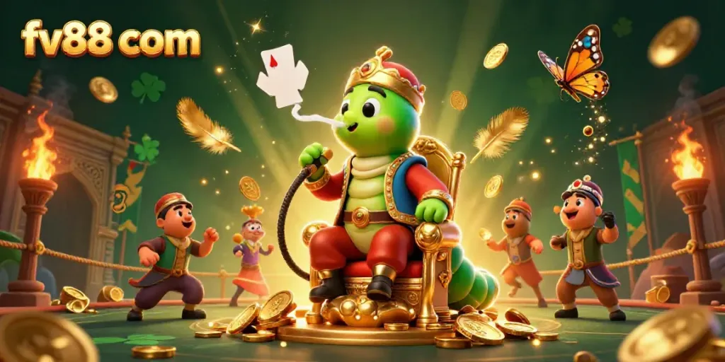 Experience adventure with the FV88 com caterpillar hookah-master amid a dazzling casino scene.
