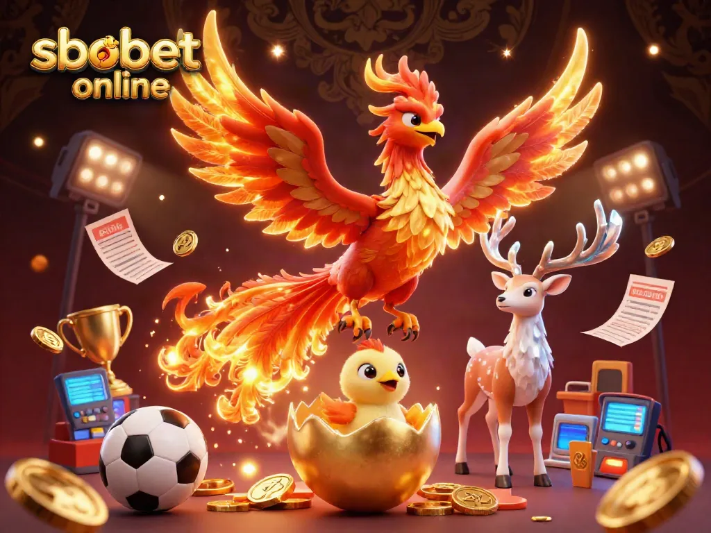 Engage in sbobet online sports betting with vibrant characters and dynamic game elements in a rich, illustrated casino scene.