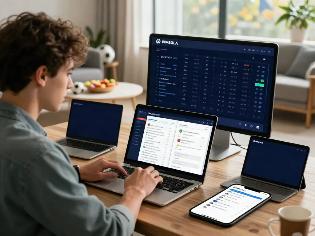 Engaging scene of a user on WWBOLA exploring live sports betting odds.