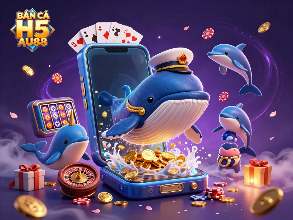 Experience the thrill of BẮN CÁ H5 AU88 in a vibrant underwater scene filled with treasures.