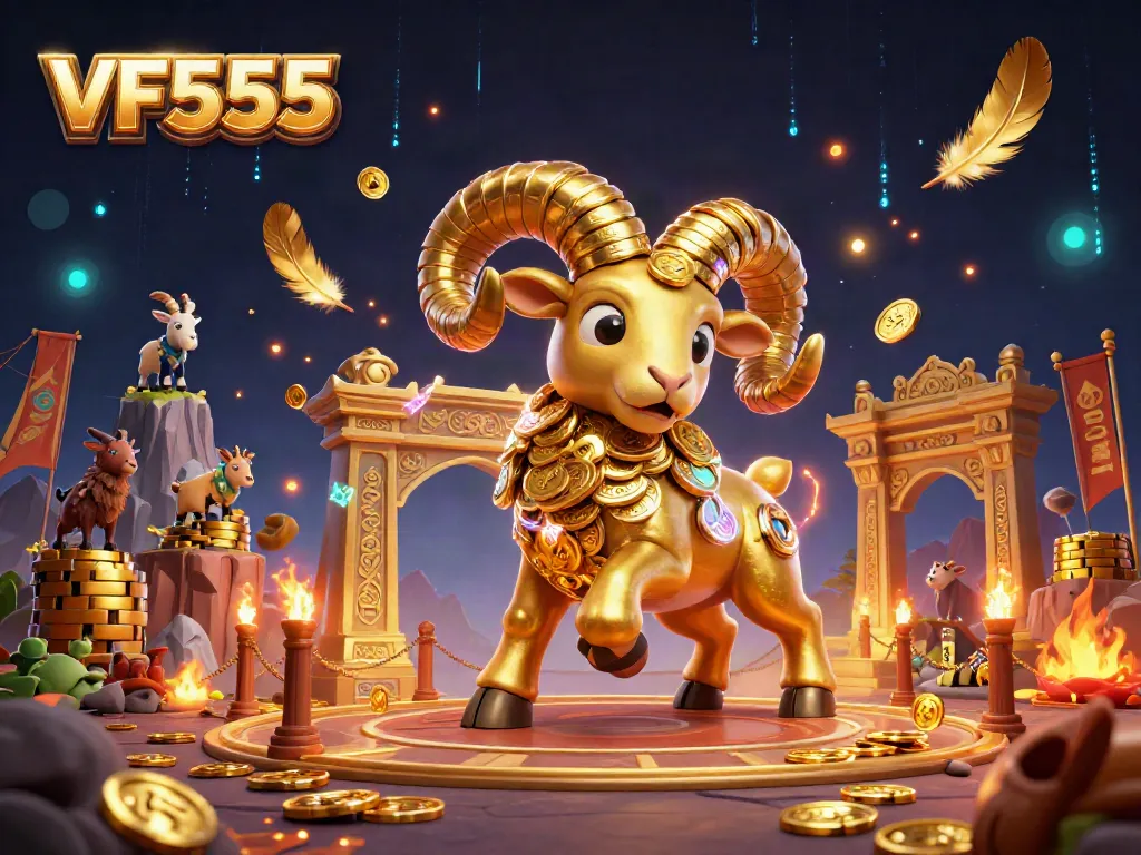 Experience the thrill of gambling with VF555 in an epic 3D casino showdown illustration.