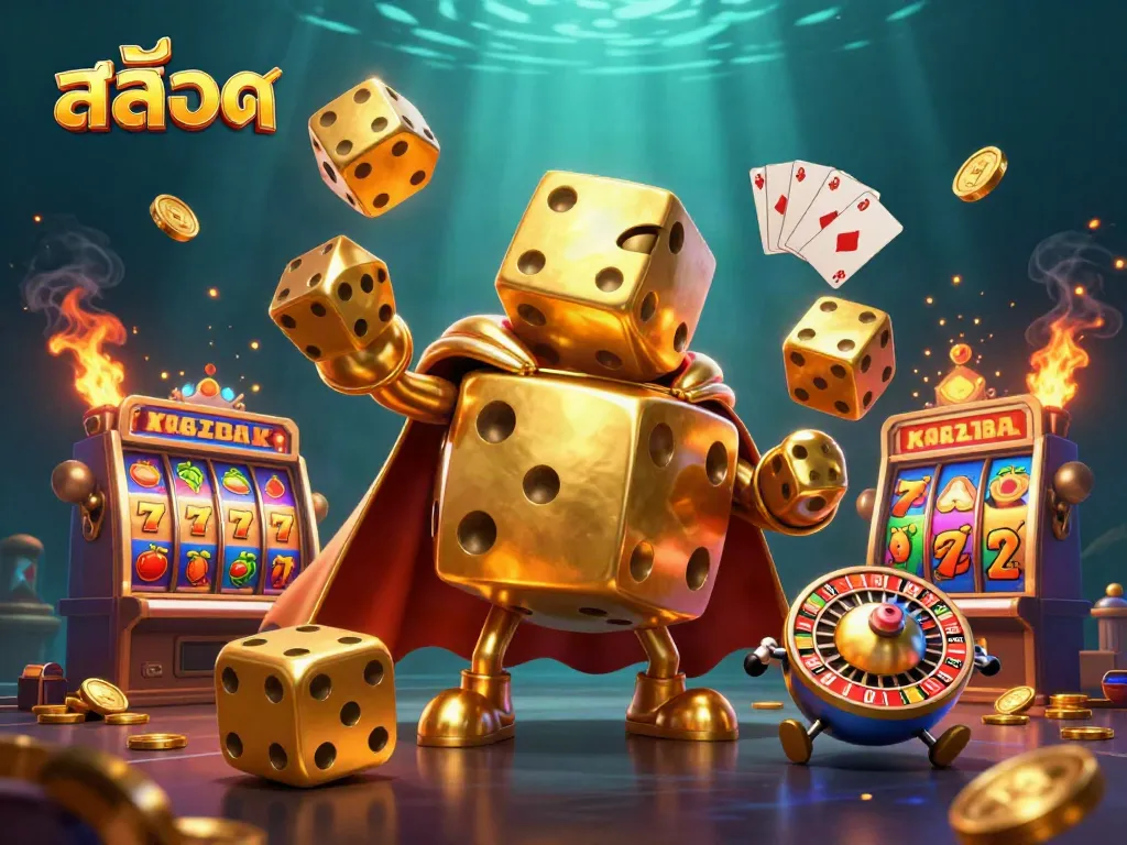 เล่นเกมสล็อต สล็อตที่น่าตื่นเต้นพร้อมด้วยลูกเต๋าทองคำและสัญลักษณ์โชคดี