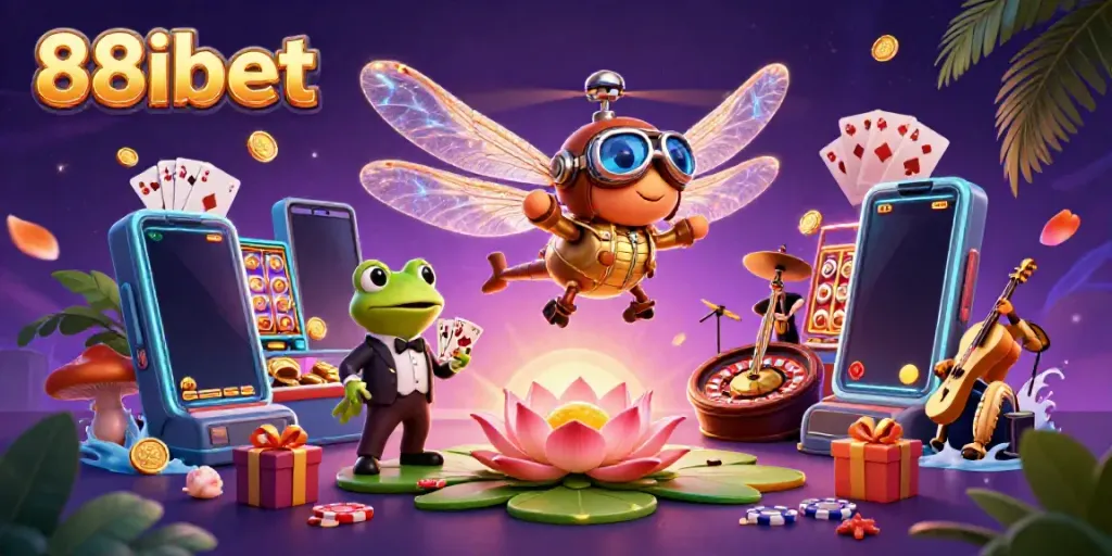 88ibet dragonfly gaming scene with vibrant characters and dynamic casino elements