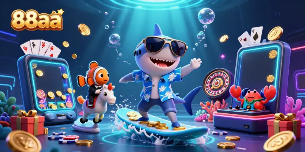 Engaging 88aa gaming scene with colorful characters, slots, and casino elements dynamically displayed.