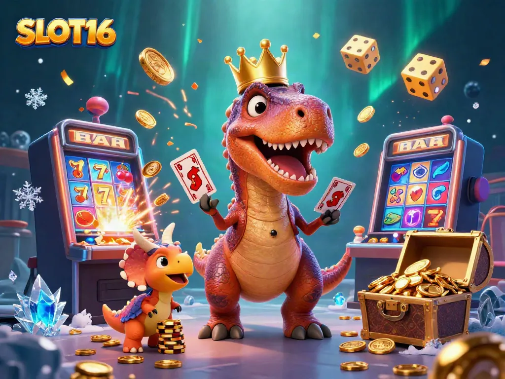 SLOT16 brings to life a thrilling casino adventure featuring animated characters, exploding slot machines, and vibrant gaming elements.