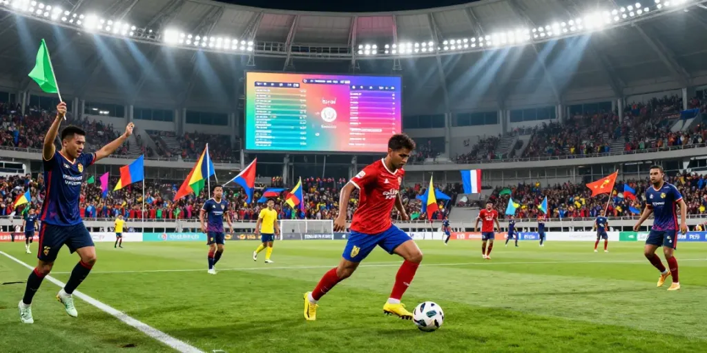 Passionate fans celebrating ข่าวฟุตบอลไทย during an exciting match in a vibrant stadium.