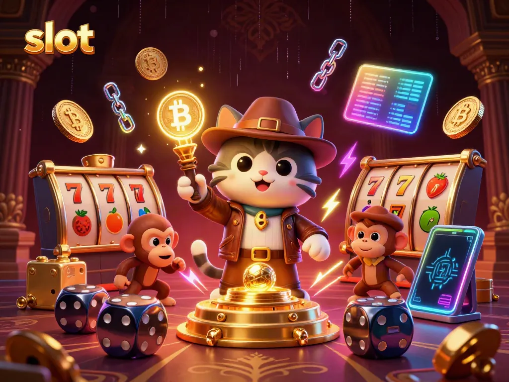 Spin slot reels for big wins with a cat adventurer discovering treasures